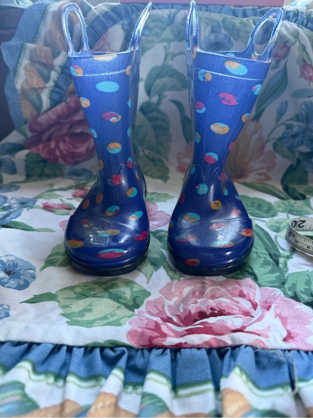Toms Kids Blue Polka Dot Rain Boots